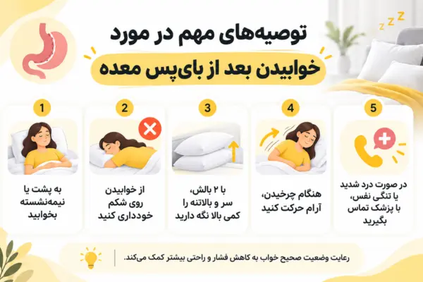 توصیه های مهم در مورد خوابیدن بعد از بای پس معده